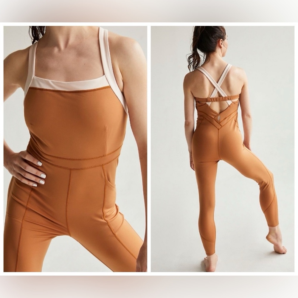 Free People Movement Rebel Onesie Burnt Topaz Jumpsuit XS